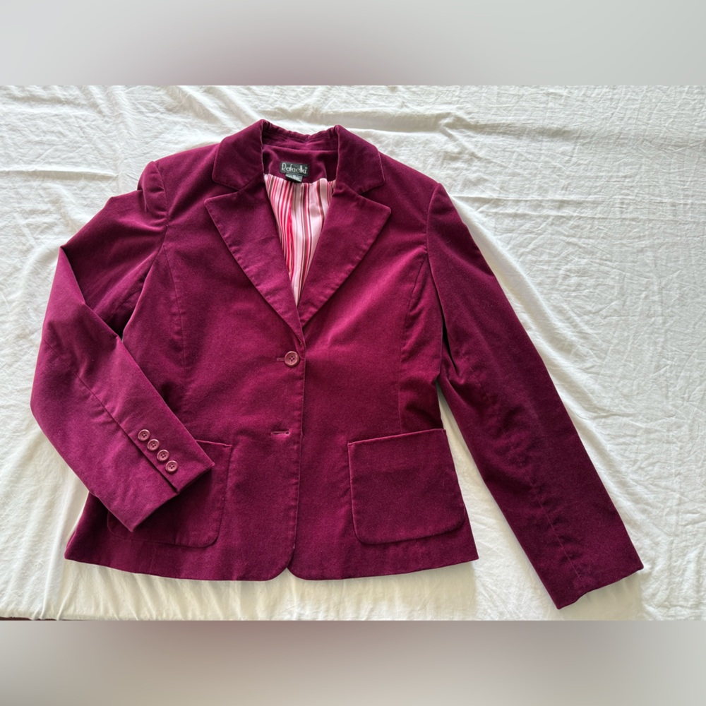 Rafaela Vintage Y2K Magenta Velour Blazer 10 Velvet pink Barbie preppy normcore